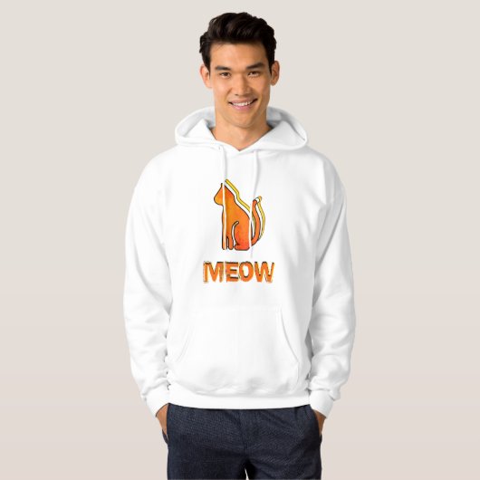 Cute Cat, Oranje en geel dier, Abstracte Pop Art Hoodie (Voorkant volledig)