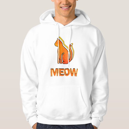 Cute Cat, Oranje en geel dier, Abstracte Pop Art Hoodie (Voorkant)