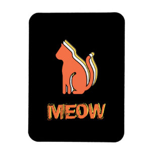Cute Cat, Oranje en geel dier, Abstracte Pop Art Magneet
