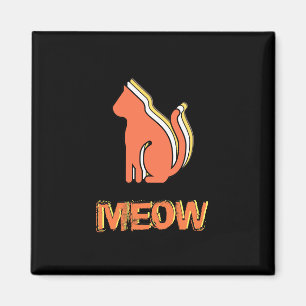 Cute Cat, Oranje en geel dier, Abstracte Pop Art Magneet