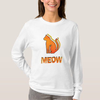 Cute Cat, Oranje en geel dier, Abstracte Pop Art T-shirt