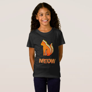 Cute Cat, Oranje en geel dier, Abstracte Pop Art T-shirt
