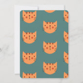 Cute Cat Oranje Green Birthday Party Kaart (Achterkant)