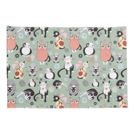 Cute Cat Paar of Kussensloop (Achterkant-Rechts)