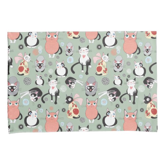 Cute Cat Paar of Kussensloop (Voorkant-Rechts)