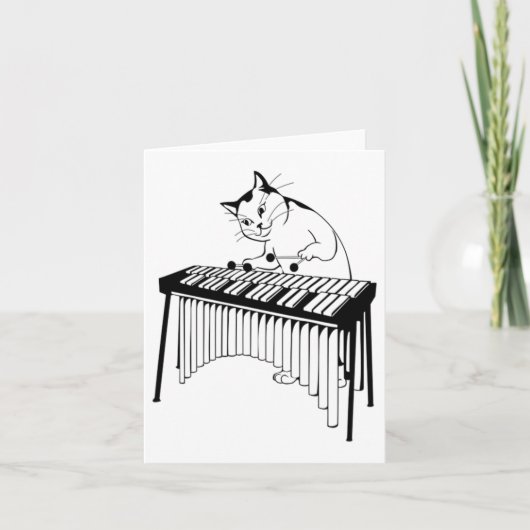 Cute Cat Palling Percussion Musical Xylophone Kaart (Voorkant)