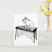 Cute Cat Palling Percussion Musical Xylophone Kaart (Gele Bloem)
