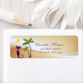 Cute Cat, Palms Address Label- Etiket (Insitu)