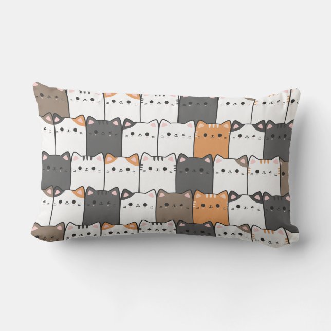 Cute Cat-patroon Kussen (Achterkant)