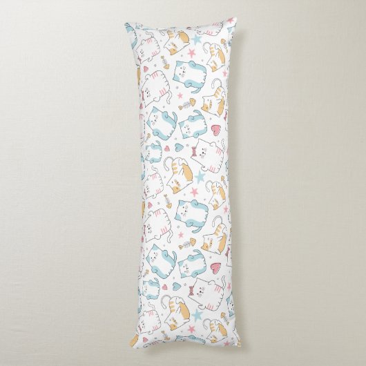 Cute Cat-patroon Lichaamskussen (Achterkant (Verticaal))