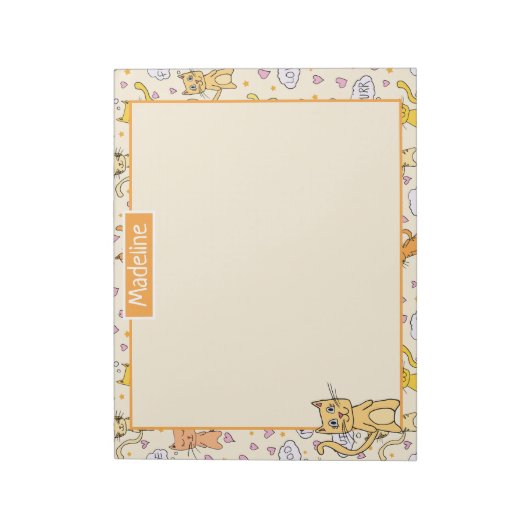 Cute Cat Pattern Add Name Notitieblok (Linkerzijde)
