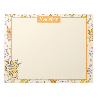 Cute Cat Pattern Add Name Notitieblok
