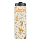 Cute Cat Pattern Add Name Thermosbeker (Voorkant)