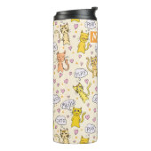 Cute Cat Pattern Add Name Thermosbeker (Gedraaid links)