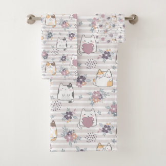 Cute cat pattern bad handdoek