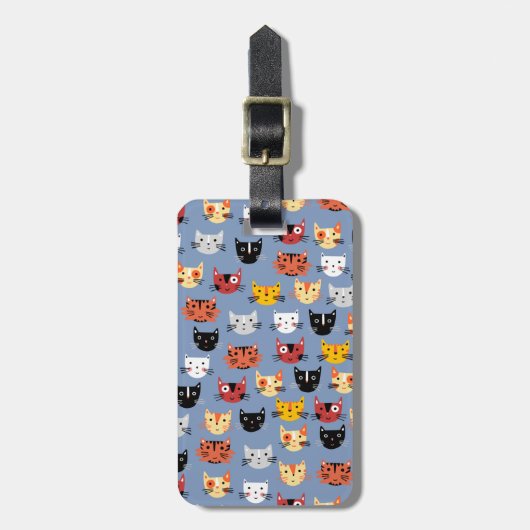 Cute Cat Pattern Bagagelabel (Voorkant verticaal)