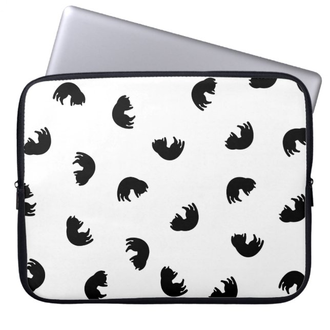 CUTE Cat Pattern Black and White Laptop Sleeve (Voorkant)