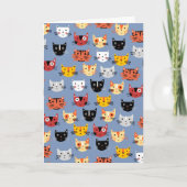 Cute Cat Pattern Blue Aankondiging (Voorkant)
