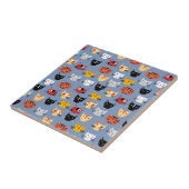 Cute Cat Pattern Blue Tegeltje (Zijkant)