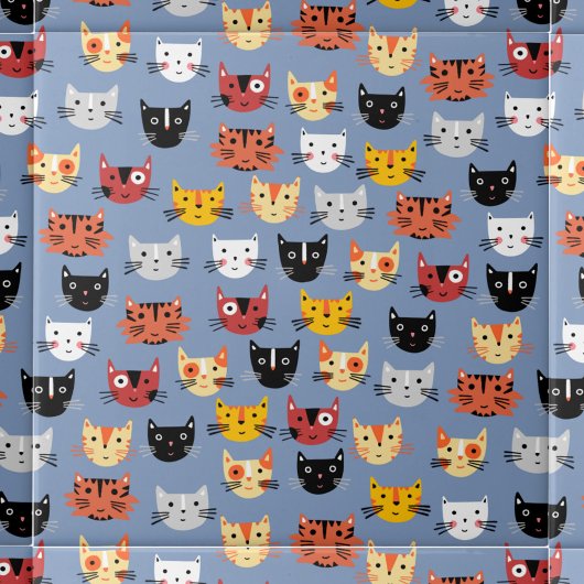 Cute Cat Pattern Blue Tegeltje