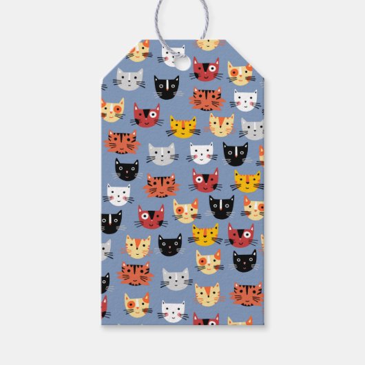Cute Cat Pattern Cadeaulabel (Voorkant)