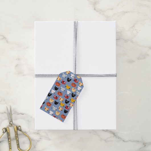 Cute Cat Pattern Cadeaulabel (Met Touw)