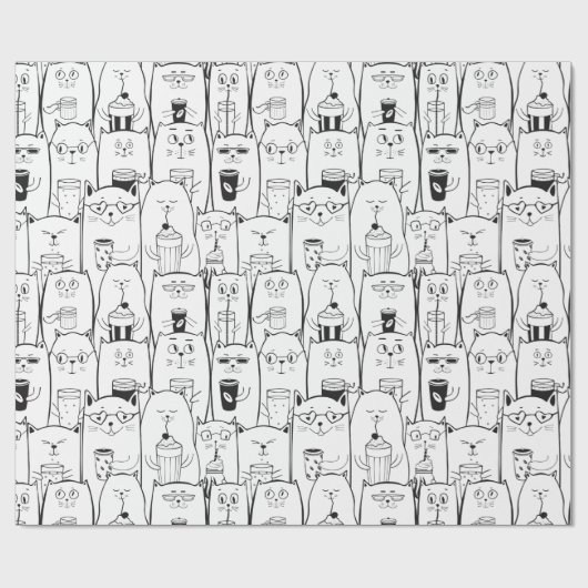 Cute Cat Pattern Cadeaupapier (Vlak)