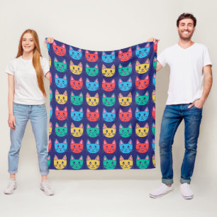 Cute Cat Pattern Fleece Deken