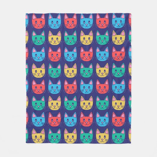 Cute Cat Pattern Fleece Deken (Voorkant)