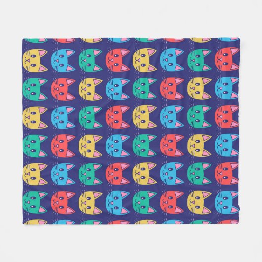 Cute Cat Pattern Fleece Deken (Voorkant (Horizontaal))