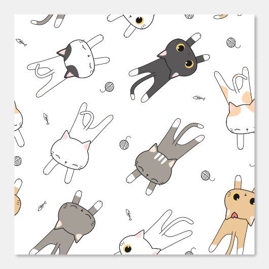Cute Cat pattern for Your Kid Room Behang (Voorkant)