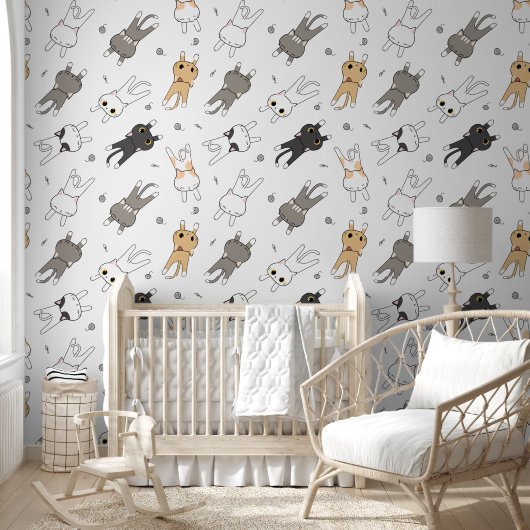 Cute Cat pattern for Your Kid Room Behang (Kinderen)