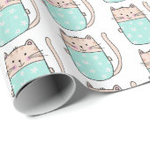 Cute Cat Pattern Girls Birthday Cadeaupapier (Rol Hoek)