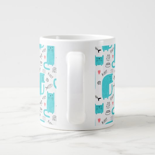 Cute Cat Pattern Grote Koffiekop (Achterkant)