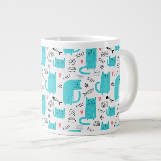 Cute Cat Pattern Grote Koffiekop (Voorkant rechts)