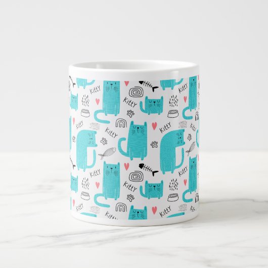 Cute Cat Pattern Grote Koffiekop (Voorkant)