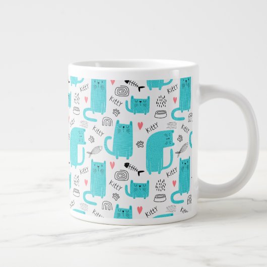 Cute Cat Pattern Grote Koffiekop (Rechts)