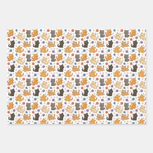 Cute Cat Pattern Inpakpapier Vel (Voorkant 3)