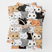 Cute Cat Pattern Inpakpapier Vel (In situ)