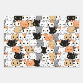 Cute Cat Pattern Inpakpapier Vel
