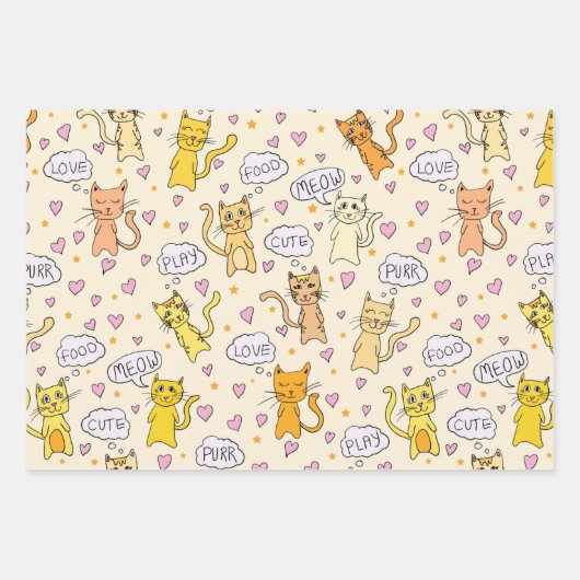 Cute Cat Pattern Inpakpapier Vel (Voorkant 2)