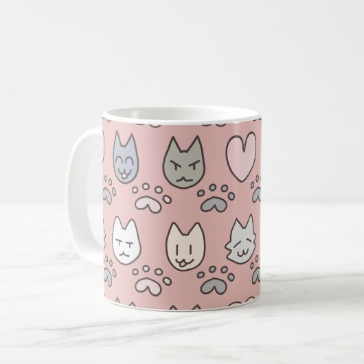 Cute Cat Pattern Koffiemok (Voorkant links)