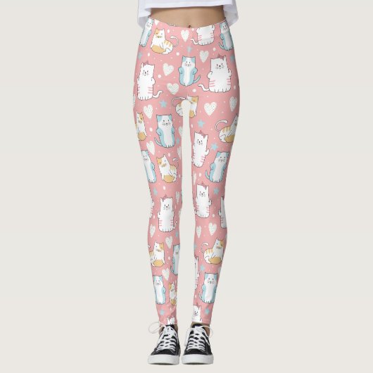 Cute Cat Pattern Leggings (Voorkant)