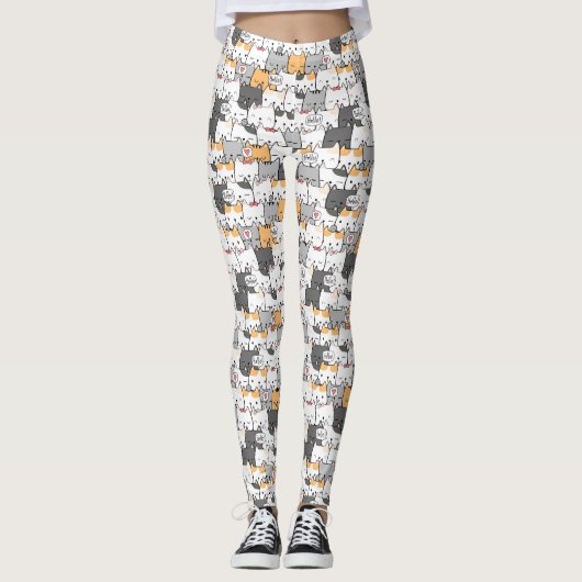 Cute Cat Pattern Leggings (Voorkant)
