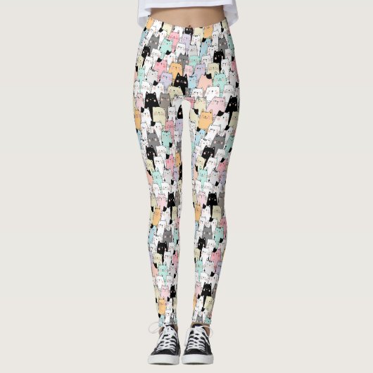 Cute Cat Pattern Leggings (Voorkant)