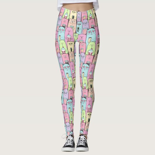 Cute Cat Pattern Leggings (Voorkant)