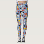 Cute Cat Pattern Leggings<br><div class="desc">Een schattig patroon van kleine katjes op een blauwe achtergrond. Originele kunst van Nic Squirrell. Ideaal voor dierenvrienden.</div>