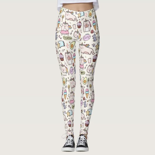 Cute Cat Pattern-Leggings Leggings (Voorkant)