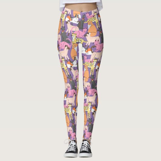 Cute Cat Pattern-Leggings Leggings (Voorkant)