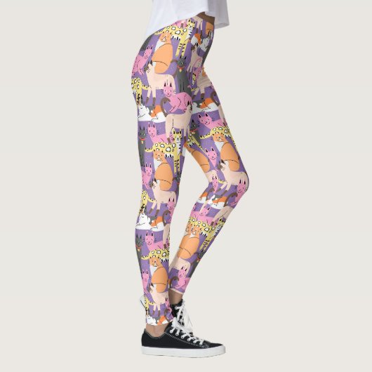 Cute Cat Pattern-Leggings Leggings (Rechts)